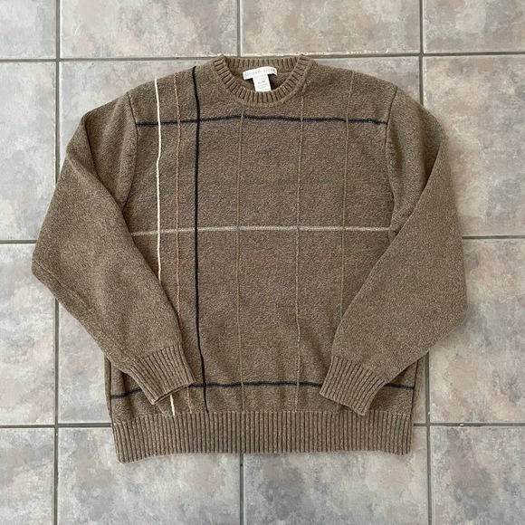 Geoffrey Beene Other - Geoffrey Beene Brown Crew Neck‎ Cotton sweater Size XL Cottagecore Preppy